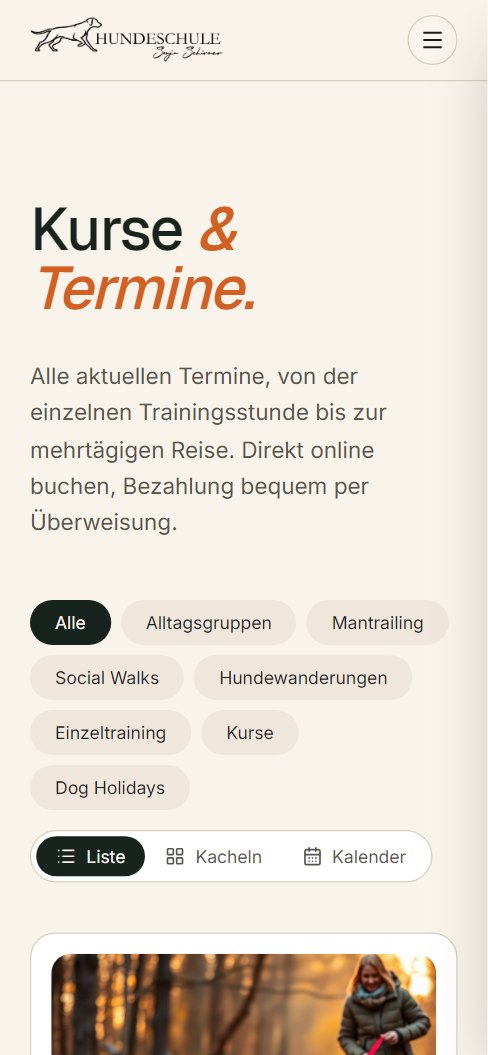 Kurs- und Terminübersicht zum Online-Buchen — Mobil